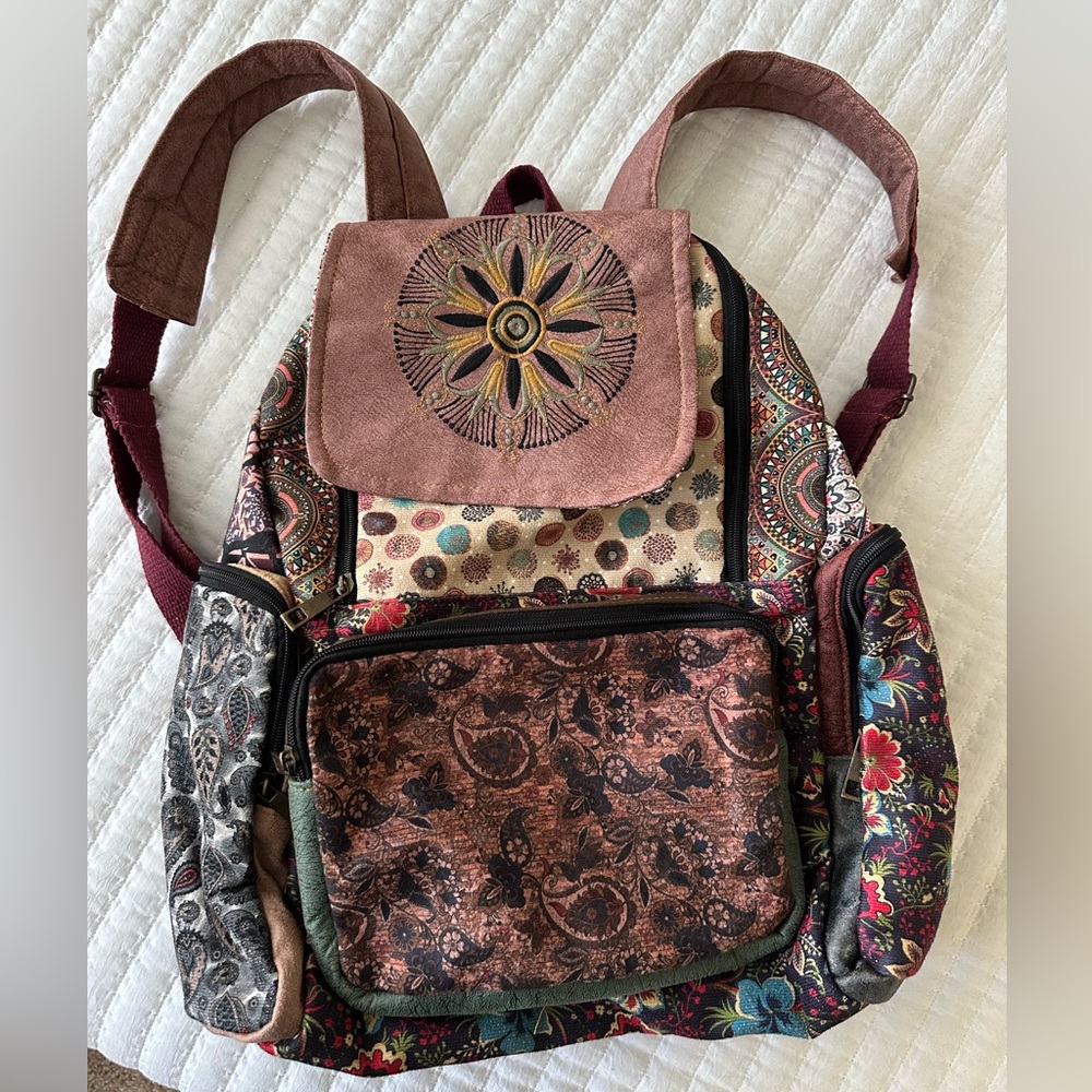 Brand New Boho Backpack or Diaper Bag Floral Patchwork